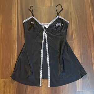 Victoria's Secret Black Lace Trim Nightwear Size Small